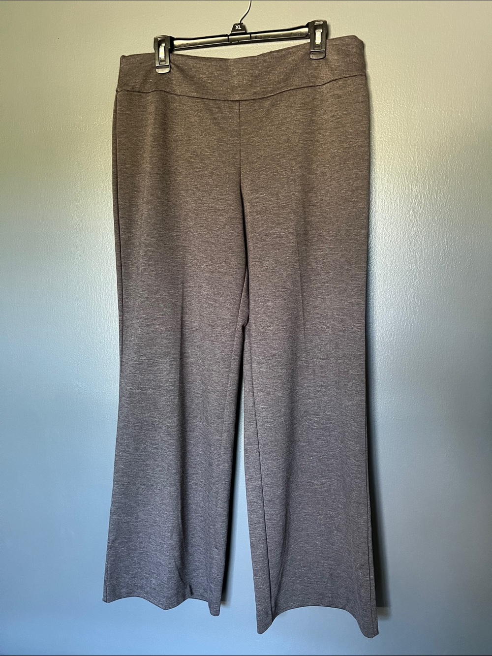 New York & Company Wide Leg Pull On Pants Large Gray Stretch